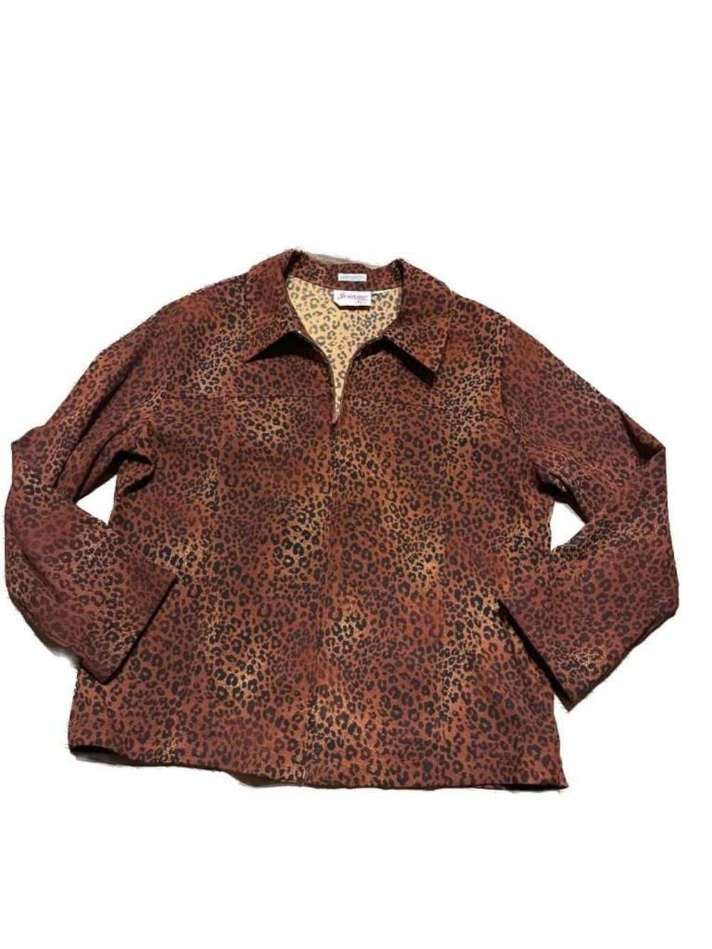 Joanna Plus Leopard Print Zip-Up Stretch Jacket